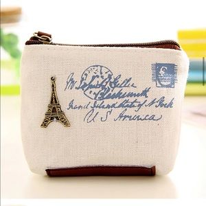 Canvas coin purse wallet cute mini Eiffel Tower camera bicycle